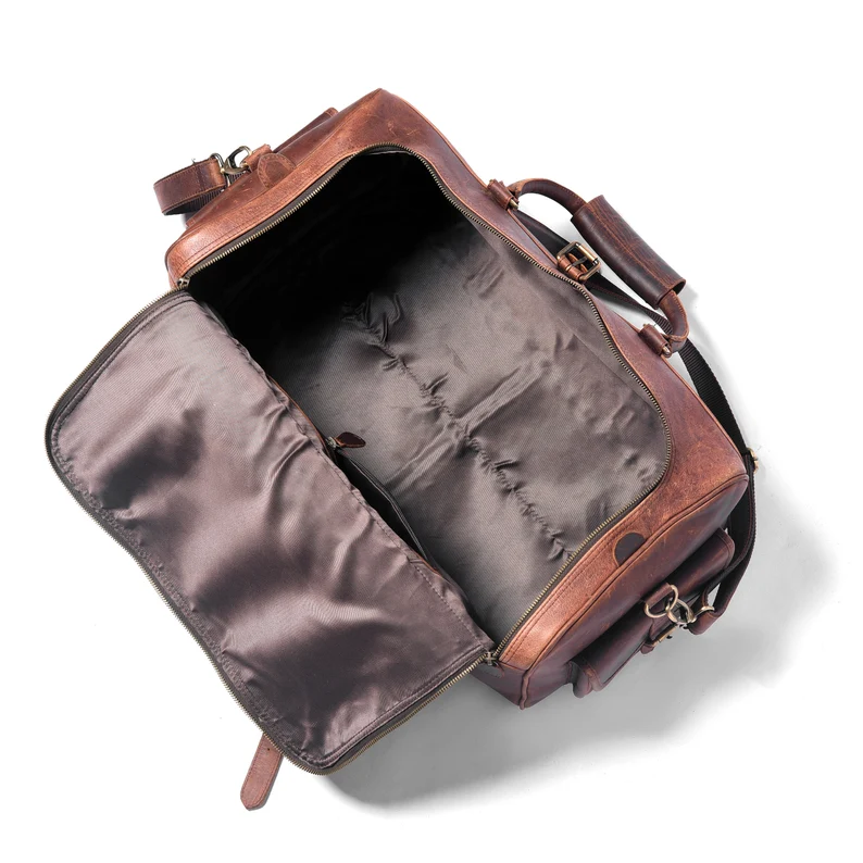Full grain leather duffle bag Personalised gifts for him Monogrammed leather weekender bag Leather holdall Overnight travel bag gift for men
