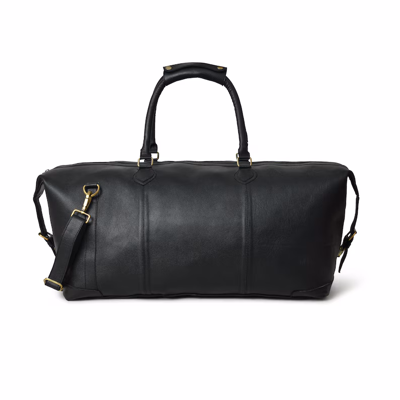 Personalized Mens Travel Bag|Black Leather Weekender Bag|Unique Gifts For Him| Handmade Full Grain Leather Duffle Bag| Leather Holdall Men