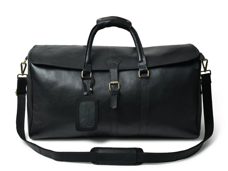 Personalized Black Leather Duffle Bag Men|Full Grain Large Leather Weekender Bag|Carry-on Overnight Travel Bag|Handmade Gift Ideas For Him