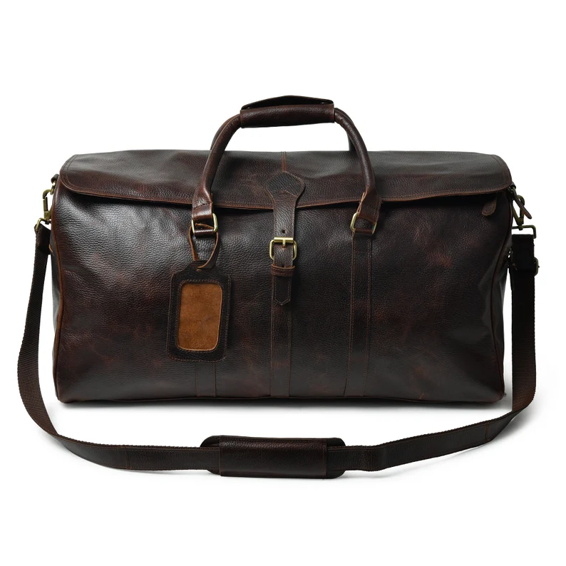 Full Grain Leather Duffle Bag Men|Large Leather Weekender Bag|Handmade Buffalo Leather Holdall|Personalized Travel Overnight Bag For Husband