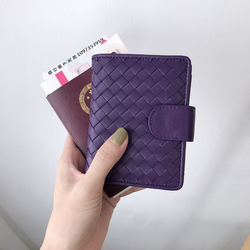 Woven Leather Snap Wallet